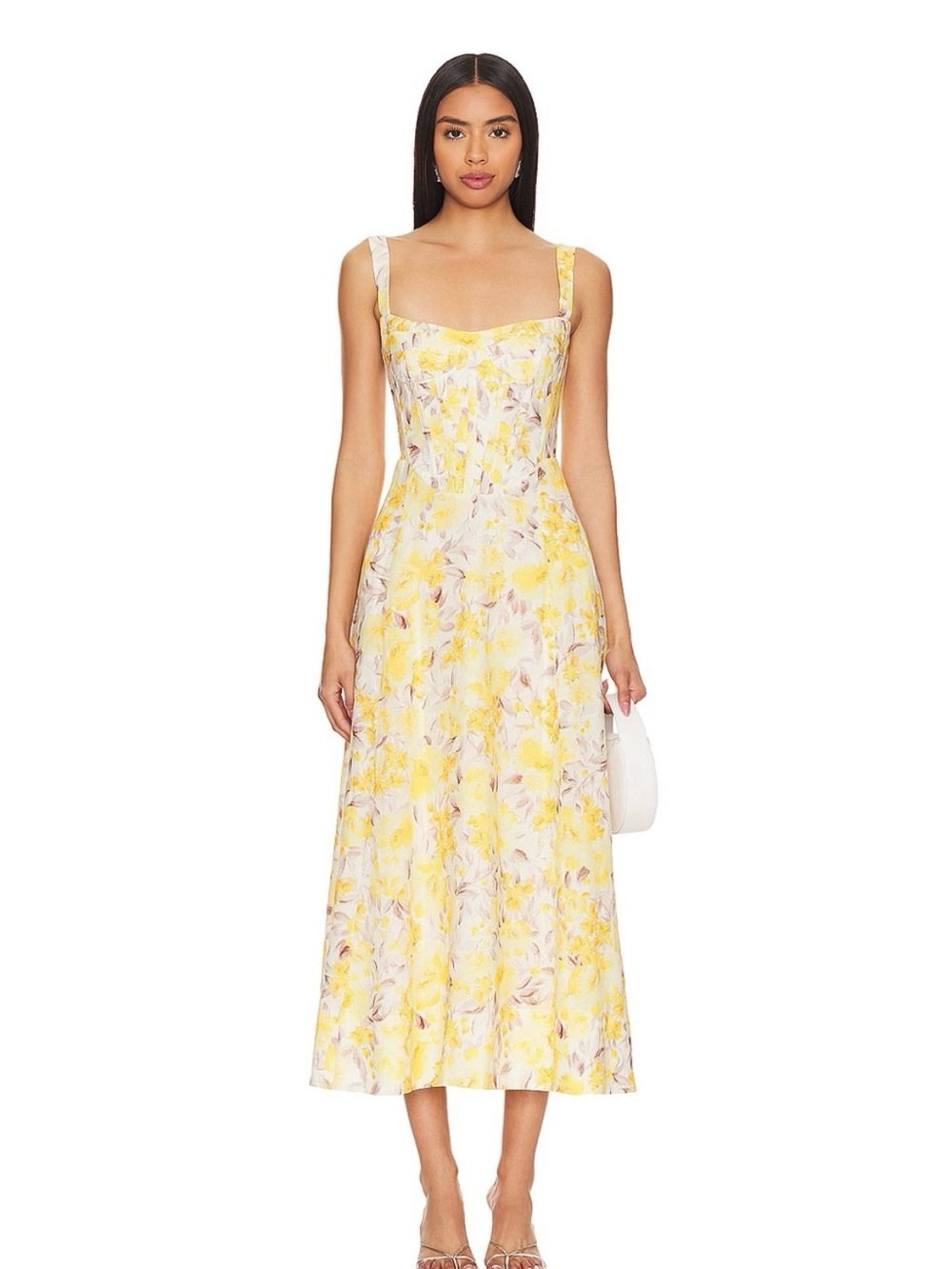 Bardot Yellow Floral Midi Dress